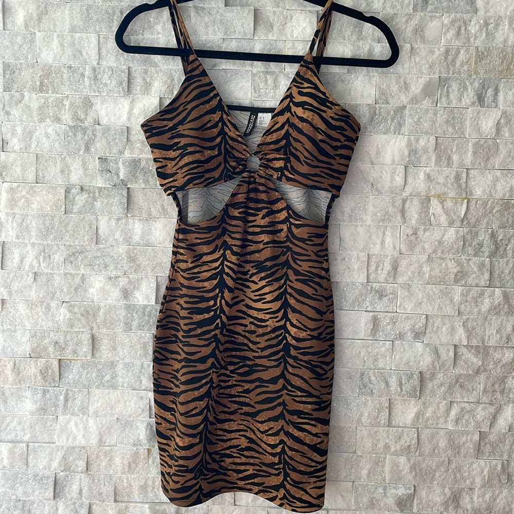 H&M divided Tiger print dress with cutouts